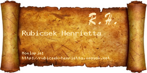 Rubicsek Henrietta névjegykártya